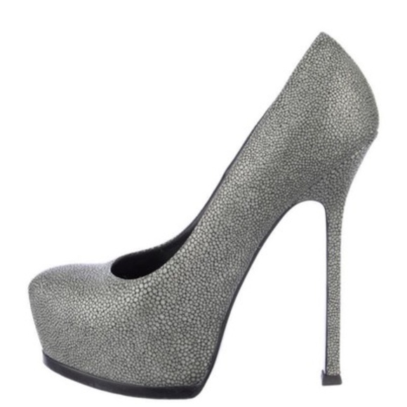 Saint Laurent Grey Tribute Two Pumps - Picture 3 of 7